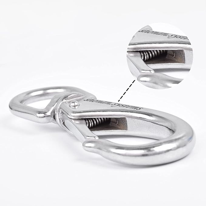 SHONAN Large Stainless Steel Swivel Snap Hooks, 2 Pack 4.6 Inch Heavy Duty Boat Hooks, Large Spring Clips for Boat Anchor Ropes and Cables