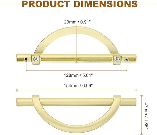 uxcell 2 Pcs 5.04 Inch Kitchen Cabinet Handles, Half Moon Drawer Pulls Cabinet Pull Sliding Door Pull with Screw, Gold