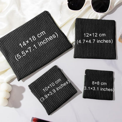 OULIGET Snap Closure Pouches Makeup Bags for Women,Elastic Open Close Storage Bag Travel Storage Bag,Waterproof Organizer Pouch for Lipstick Cosmetics Headphones Jewelry,4 Pieces (Black)