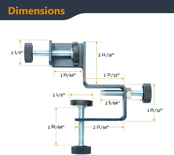 POWERTEC Drawer Front Installation Clamps, Cabinet Installation Clamps, Adjustable Drawer Fixing Clamp, Drawer Face Mounting Clamps, Easy and Fast Cabinet Assembly Clamps for Woodworking 2PC - 71181