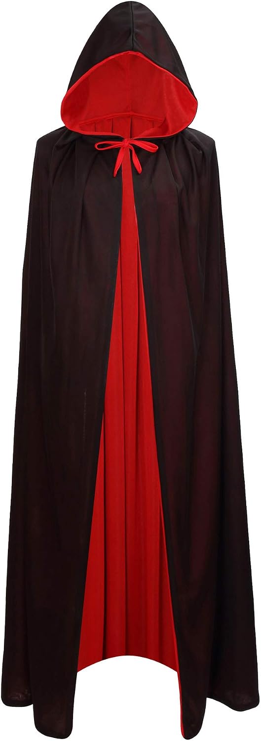 Black Red Reversible Goth Pirate Vampire Witch Cloak Unisex Christmas Halloween Cosplay Capes.