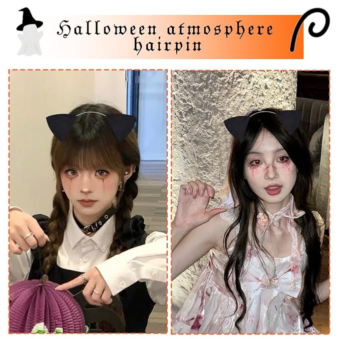 Cat Ears Hairband Golden Headband for Women Black Glitter Halloween Headbands for Womens Halloween Cosplay Cat Costume Hair Accessories for Women Ear Golden (not silver) Headband Hairband Animal Hair Hoops Cosplay Costume