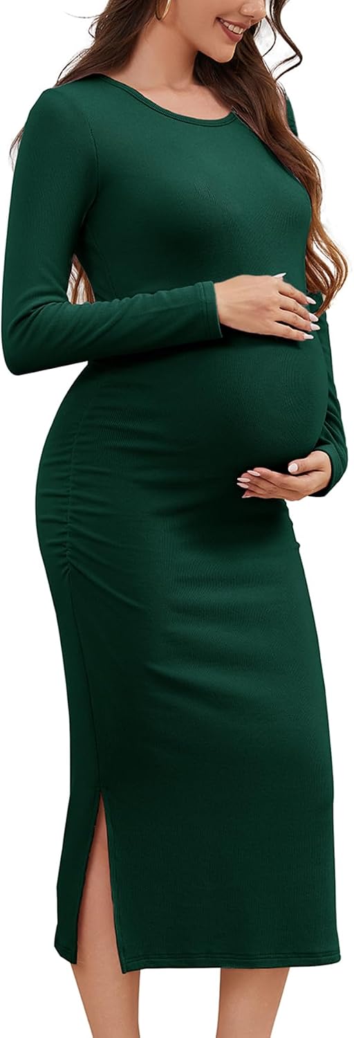 Smallshow Women's Long Sleeve Maternity Sweater Dress Knit Fall Winter Pregnancy Clothes