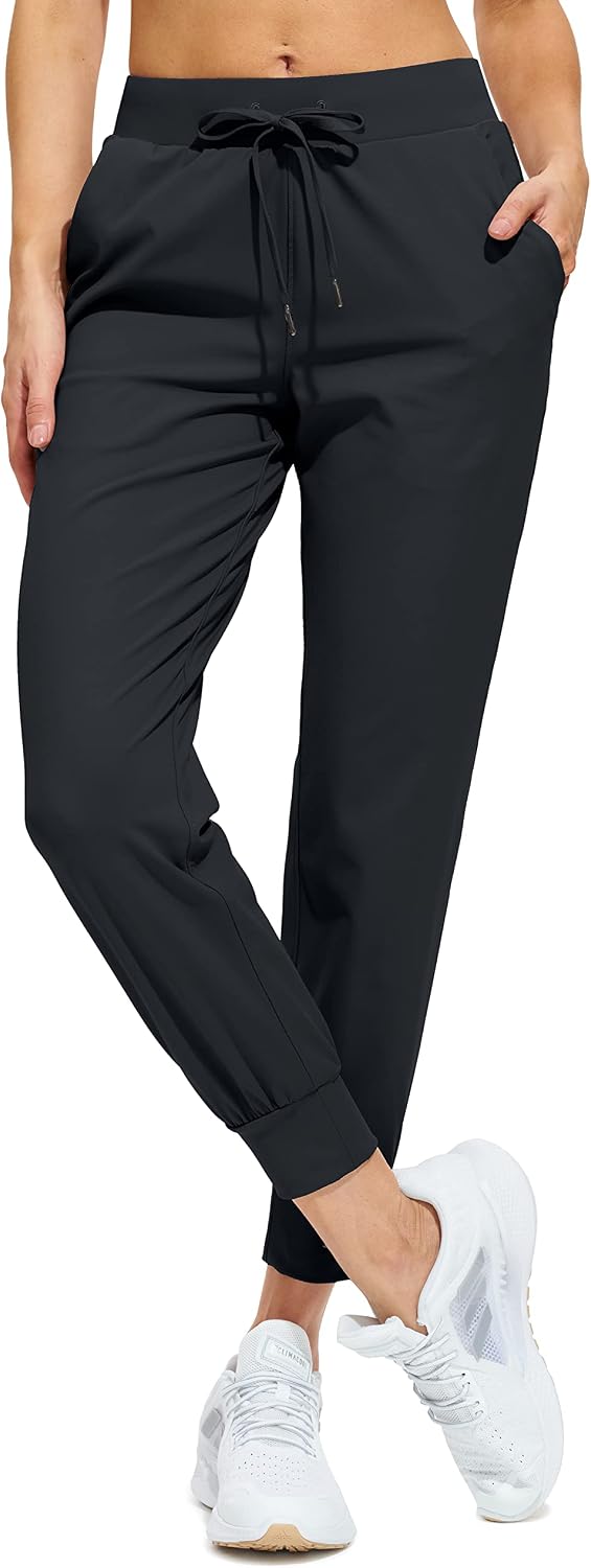 Stretchy, skin-friendly joggers for workouts, lounging, or everyday wear with deep pockets and a tapered fit.