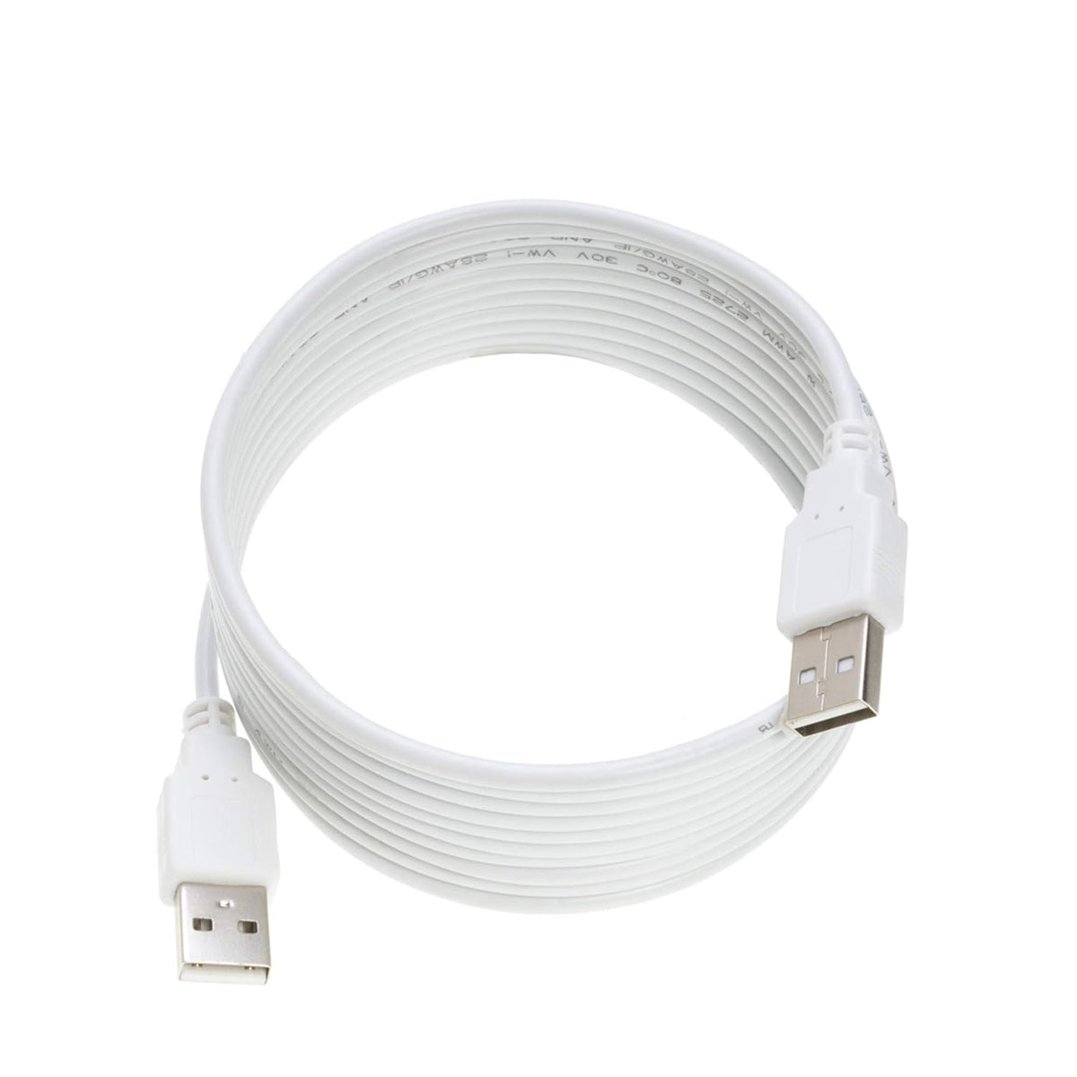 USB 2.0 Type Cable A Male to A Male Black/White 3Ft, 6Ft, 10Ft, 15Ft (3FT, White)
