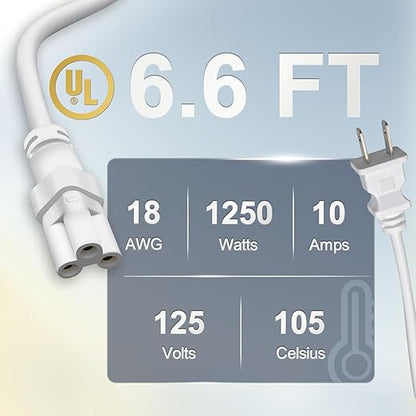 DiCUNO T5 T8 6.6ft tube light extension cable with on-off switch, American plug cable connector for a single integrated LED lamp, shop light, garage