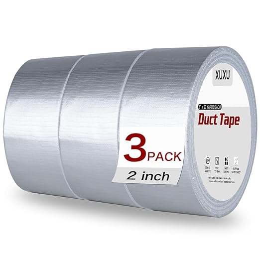 3 Pack Duct Tape Heavy Duty Waterproof, Strong Adhesive Silver Duct Tape Bulk for Indoor Outdoor Repairs Tear by Hand, 60 Yards x 2 Inch Total