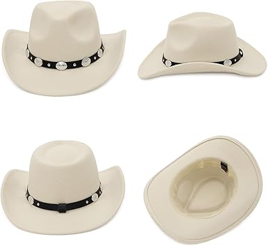 GEMVIE Cowboy Hat for Men Womens Classic Crushable Roll Up Brim Cowboy Hat Belt Buckle Western Cowboy Cowgirl Hat