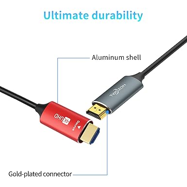 Twozoh HDMI Fiber Optic Cable 250FT, Long 4K Fiber HDMI Cord Supports 4K@60Hz/18Gbps