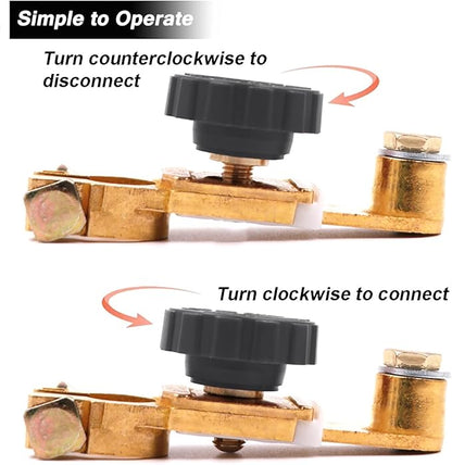 Top Post Battery Disconnect Switch - Quick Disconnect Battery Cut Off Switch for Car Truck Marine RV and Electrical Equipment - 12V125A - Black