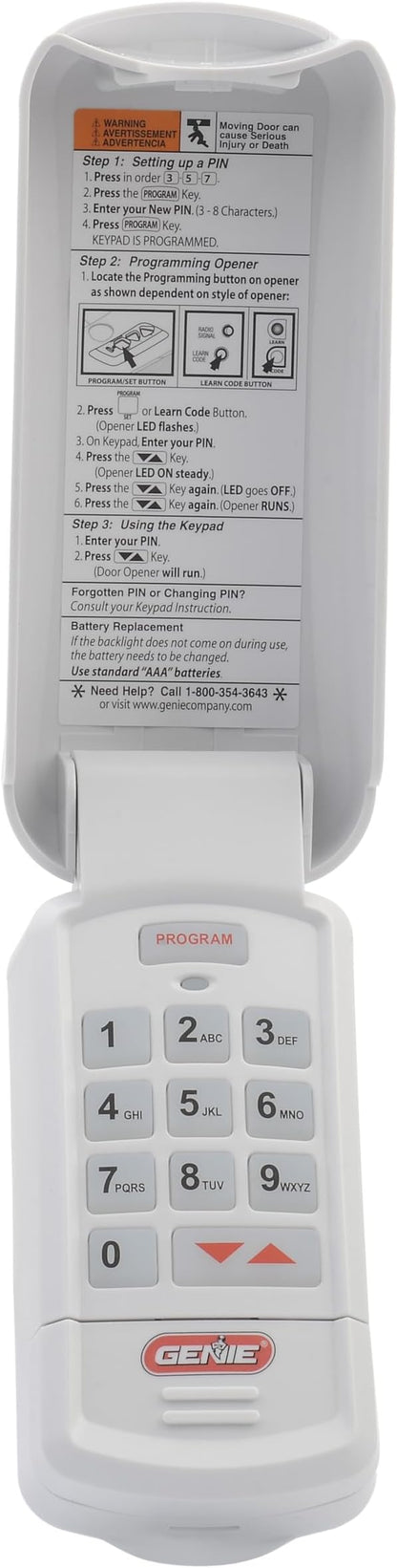 Genie Garage Door Opener Wireless Keyless Keypad - Safe  Secure Access - Compatible with All Genie Intellicode Garage Door Openers - Easy Entry into the Garage With a PIN - Model GK-R, White