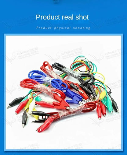 V TELESKY 1PCS Double Crocodile Pinch Banana Plug To Crocodile Pinch Power Test Wire Color Connecting Wire 2 Wires 4 Clips (Banana Plug red0.8m)