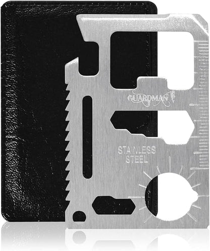 GUARDMAN 11-in-1 Survival Credit Card Multitool  Fathers Day Stocking Stuffer Christmas Gift - Multipurpose Tactical Wallet Tool With Bottle Opener, Survival Knife For Men Birthday Dad