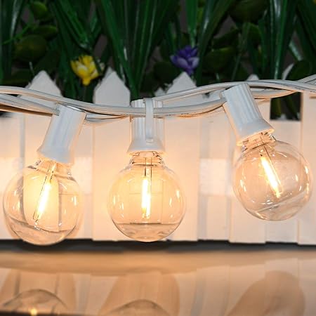 GOOTHY 50Ft LED String Lights, G40 LED Outdoor String Lights with 22 Shatterproof Globe LED Bulbs (2 Spare), IndoorOutdoor Decoration String Lights for Patio Garden Bistro Backyard -White Wire