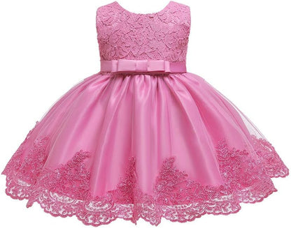 0-6T Toddler Baby Girl Embroidered Tutu Ball Gown Lace Dresses with Headwear.