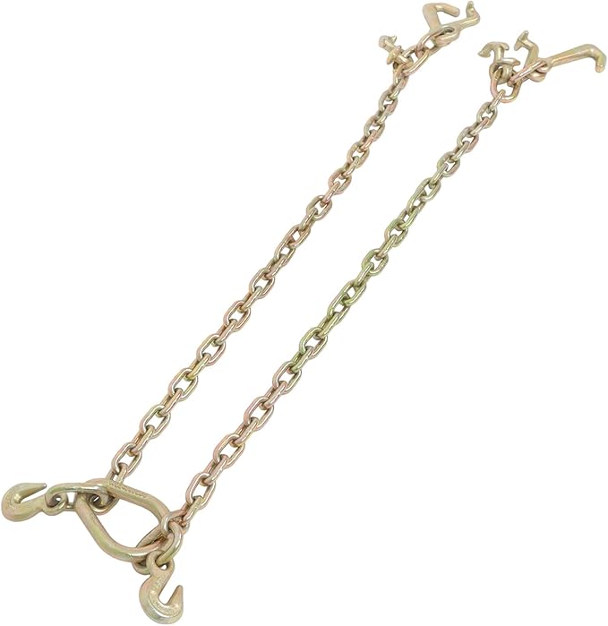 GXYWADY 5400 LBS 70 Chain Tow Chain Grade V-Bridle with RJT Cluster Hooks 516 Short Pitch Chain Replacement for Tow Truck Winch Cable Pull Wrecker