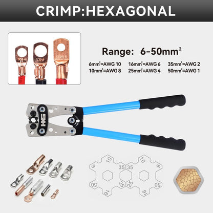 HKS Battery Cable Crimping Tool Kit – Heavy Duty Wire Crimper for AWG 10-1, Includes 60pcs Copper Ring Terminals & 60pcs 3:1 Heat Shrink Tubing, Ideal for Battery Cables