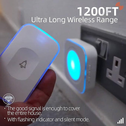 Wireless Doorbells for Home Hearing Impaired Doorbell 2 Buttons  3 Receivers Flashing Light Wireless Doorbell for Office Classroom Bedroom 1200Ft 36 Ringtones 4 Volume JSIEEM(White)