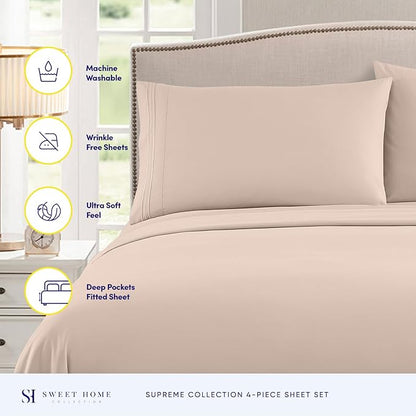 1800 Thread Count Sheet Set Ai Soft Egyptian Quality Brushed Microfiber Sheets Ai Luxury Bedding Set with Flat Sheet, Fitted Sheet, 2 Pillow Cases, Queen