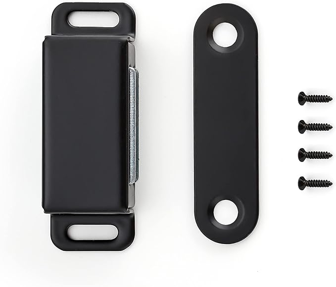 Ravinte 4 Pack Black Magnetic Door Catch, Matte Black Cabinet Magnets, Strong Magnetic Catch Latch for Kitchen Cabinets, Drawers  Cupboards, Stainless Steel Closures