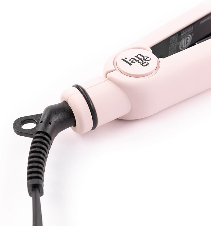 L'ANGE HAIR Aplatir Ceramic 1" Flat Iron  Adjustable Temp  Dual Voltage Hair Straightener  Tourmaline-Infused Plates for Smooth, Frizz-Free Styling  1 Inch Styling Tool (Blush)