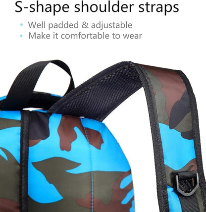 BLUEFAIRY School Backpack for Kids Boys Elementary Primary Middle School Bookbags Back to School Bags Gifts for Childs Mochila Escolares para Nios 17" Camo Blue