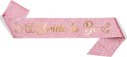 Rose Gold Glitter Bride to Be Sash Bridal Shower Sash Hen Night Bachelorette Party Decorations Party Favors