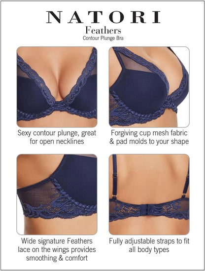 Natori Women Feathers Lace Plunge T-Shirt Bra (Size: 30C)