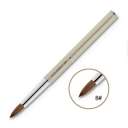 Beaute Galleria 1 Piece Kolinsky Sable Round Acrylic Nail Art Brush (CRIMPED), for Manicure Detail Painting, Acrylic Application, Acrylic Powder, Nail Extension, Nail Carving, Nail Art Pen (Size: 8)