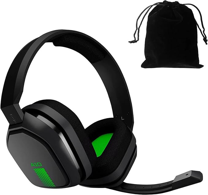 ASTRO Gaming A10 Headset for Xbox OneNintendo Switch  PS4  PC and Mac - Wired 3.5mm and Boom Mic wVelvet Pouch Bag - Bulk Packaging - (GreenBlack)