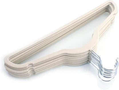10 Pack Clothes Hangers, Space Saving Non Slip Suit Hangers Coat Hangers Strong and Durable 360 Degree Chrome Swivel Hook 17.71" x 0.2" x 9.65" (Ivory White)