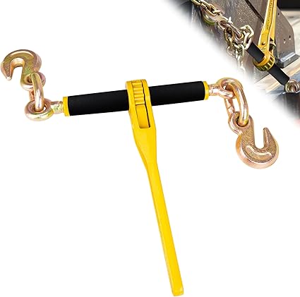 Chain Binders with 2 Grab Hooks, G80 14in-516in Heavy Duty Ratchet Binders, Tie Downs for Grade 80 Transport Chain, 2200lbs Safe Working Load, for Material Handling, Hauling, Towing