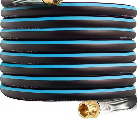150 ft Heavy Duty Hybrid Garden Hose Ai Flexible  Lightweight Outdoor Water Hoses 58-In with 10 Pattern Spray Nozzle,Burst 600 psi,Kink-less Rubber Hose Car Washing Pipe,34'' Solid Brass Fittings