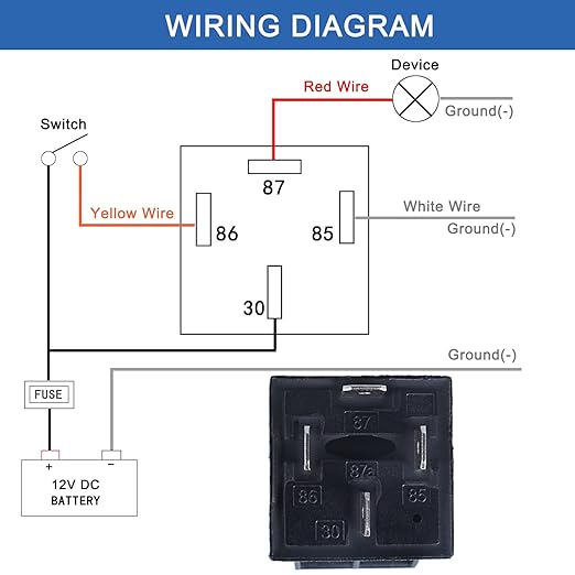 3040Amp Automotive Relay with Socket Heavy Duty for Truck Car Van Motorcycle Boat Relay 1-Pack 5 Pin 12V DC