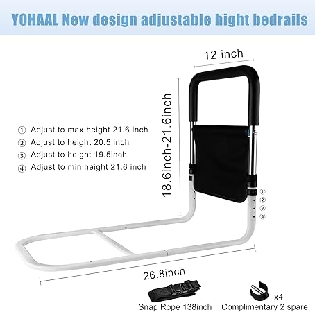 Bed Rail for Elderly Adults Safety - Bed Rails for Queen Bed,Height Adjustable Fall Prevention Guard for Seniors Fits King Size Full Twin Bed