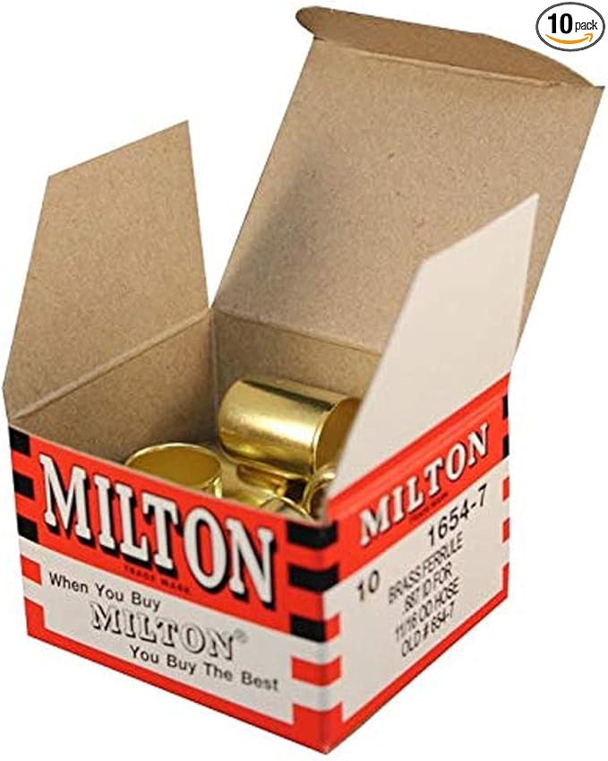Milton 1654-7 1116" OD Brass Hose Ferrule - Box of 10