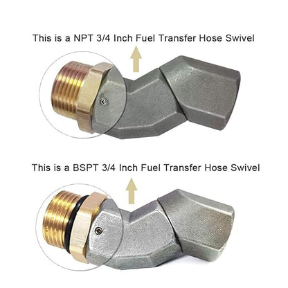 34 Inch NPT Fuel Hose Swivel 360 Rotating Connector for Fuel Nozzle Multi Plane Fuel Plane Swivel