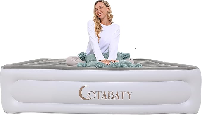 Queen Air Mattress with Built-in Pump, 18 inch Tall Inflatable Mattress Double Airbed, Luxury Self Inflating Air Bed Blow Up Mattress Portable for Home Camping Travel, 650lb Max Weight