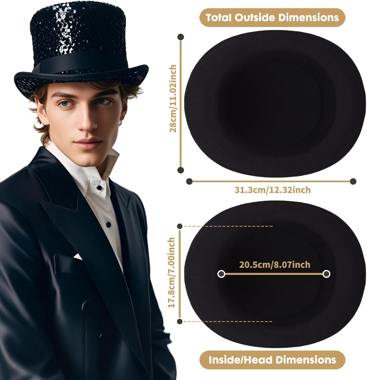 Shiny Magician Top Hat, Adult