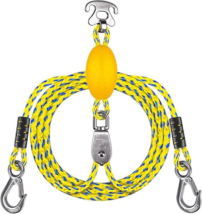 SELEWARE Heavy Duty Boat Tow Harness for Tubing, Boat Tow Rope with Stainless Steel Quick Connector, Heavy Duty Self Centering Tow Harness for Boat Water Sport Jet Ski Wakeboarding