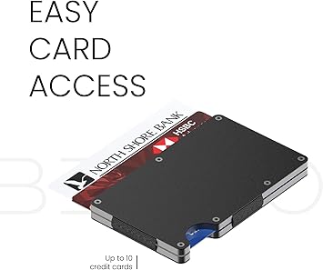 Bemmo Slim minimalist Credit Card wallet with Money Clip aluminum metal holder RFID Blocking carbon fiber, Great Gift Idea (Black aluminum)
