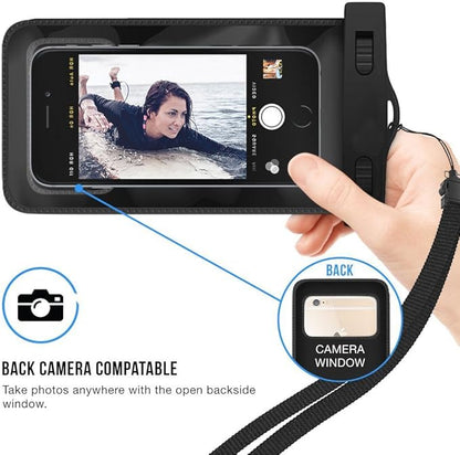 Waterproof Touch-ID Fingerprint Enabled Pouch Dry Bag Case Full Cover for iPhone X 8 8 7 7S 7 6 6S 6 5S 5C 5 4 3 iPod Touch Samsung and Smartphones with Screen Size up to 6.5" by Cybertech
