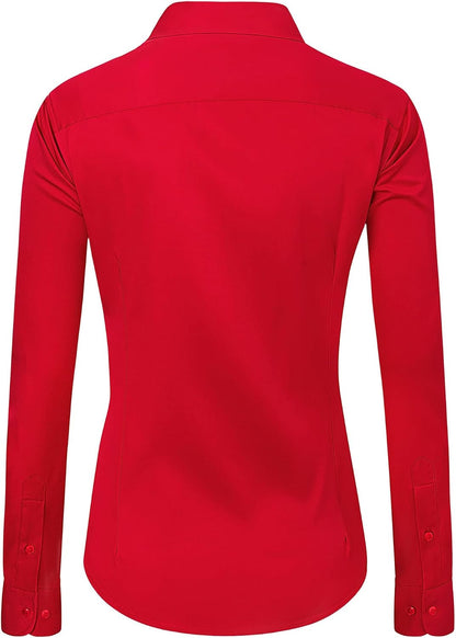 J.VER Womens Dress Shirts Long Sleeve Button Down Shirt Wrinkle-Free Business Casual Blouse Office Work Tops
