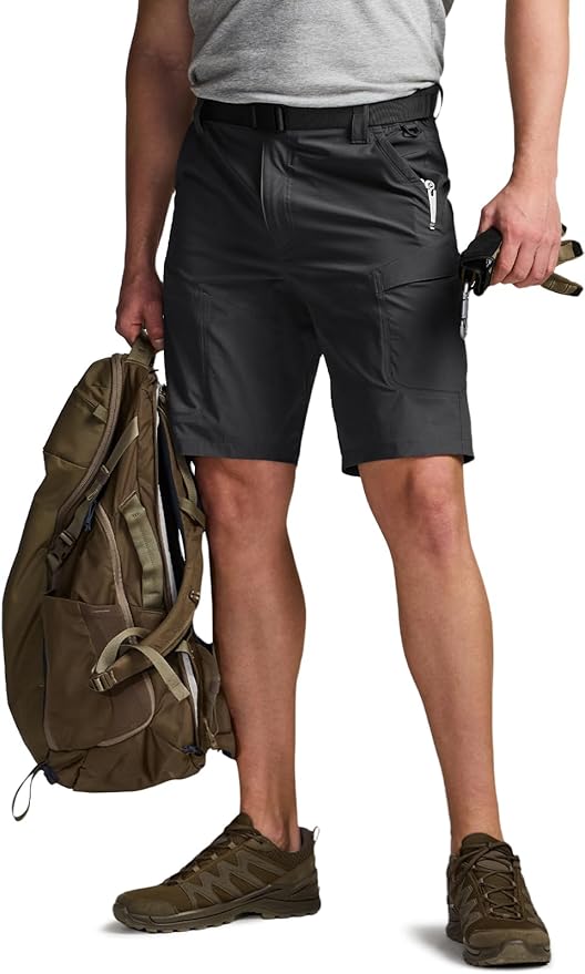 CQR Men's Quick Dry Stretch Hiking Cargo Shorts, Lightweight Water Resistant Tactical Casual, Golf & Outdoor with Pockets