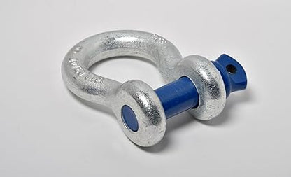Shackles 34" ALFA WHEELS D ring Shackle Rugged Unbreakable 28.5 Ton (57,000 Lbs) Maximum Break Strength with 78'' Pin Bow Screw Heavy Duty D Ring for Jeep Vehicle Recovery (Galv-Blue, 2)