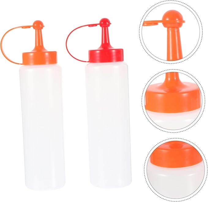 Healifty 2Pcs Squeezing Sauce Bottles Salad Dressing Dispensers Plastic Kitchen Accessories for Condiments Leakproof and Easy Pour Design