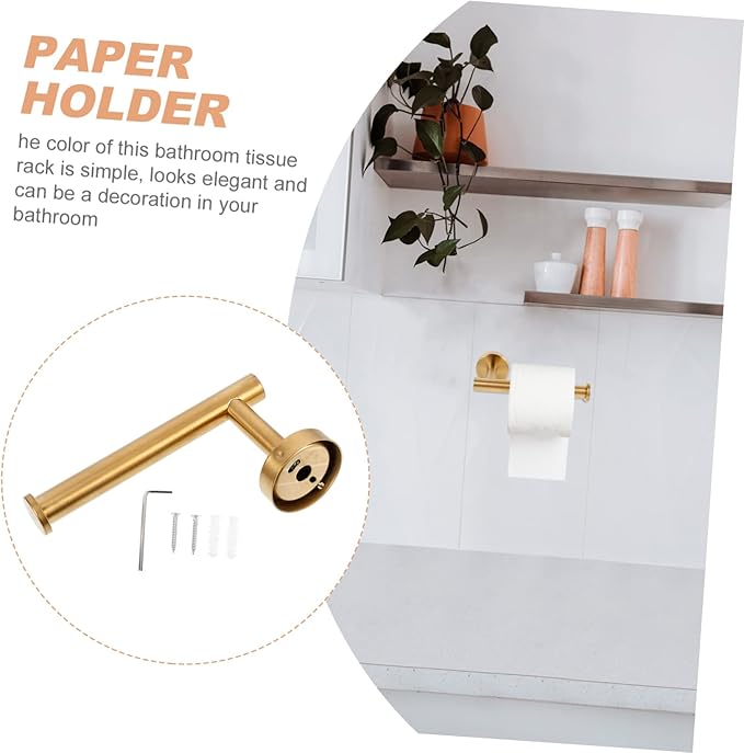 1 Set Wall Mounted Toilet Paper Holder Durable Tissue Rack with Screw Mounting and Practical for Bathrooms Modern Design with End Disc to Prevent Roll Fall