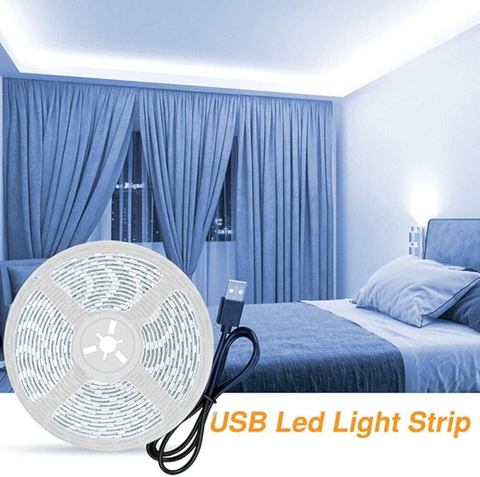 ausuky LED Strip Light Flexible Lamp Diode Tape Set TV Desktop Screen Backlight 5V USB (White Light5m)