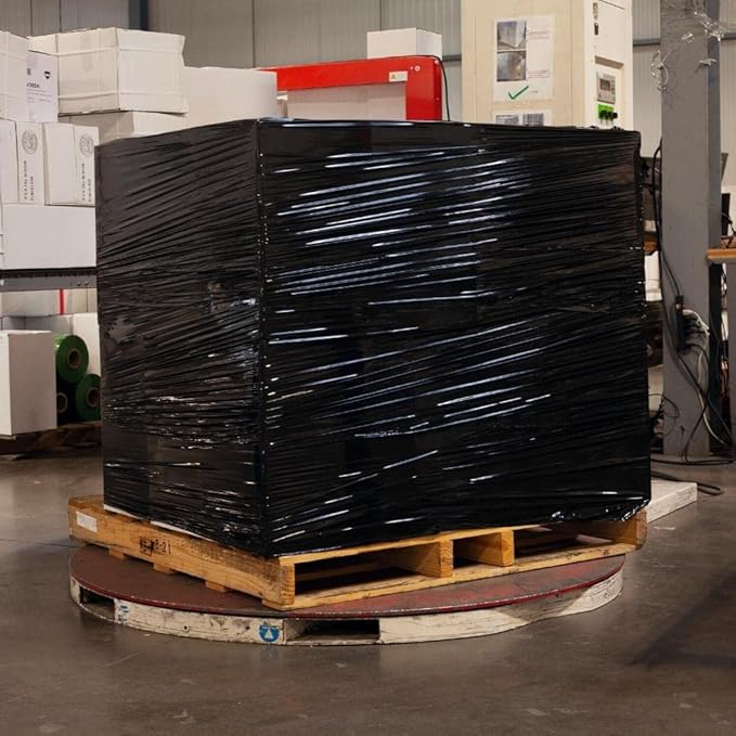 PSBM Black Stretch Wrap, 1 Pack, 18 Inch x 1500 Feet, 63 Gauge, Plastic Cling Dark Color Hand Stretch Film Rolls for Packaging Moving Packing Pallets