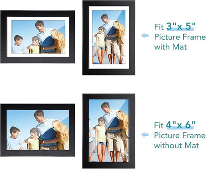 TWING 4x6 Picture Frame,Display Pictures 3x5 with Mat or 4x6 Without Mat,Small Picture Frame for Wall and Table Top Display,Black,1 Pack